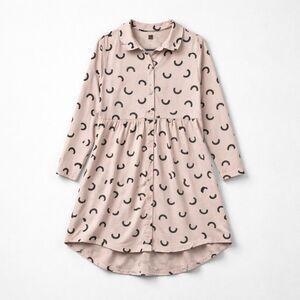 Tea Collection blush and black long sleeve high low shirt dress size 6
